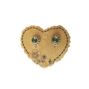 Vintage Silpada Cabochon Green Peridot Stud Earrings Sterling Silver 925 Screw